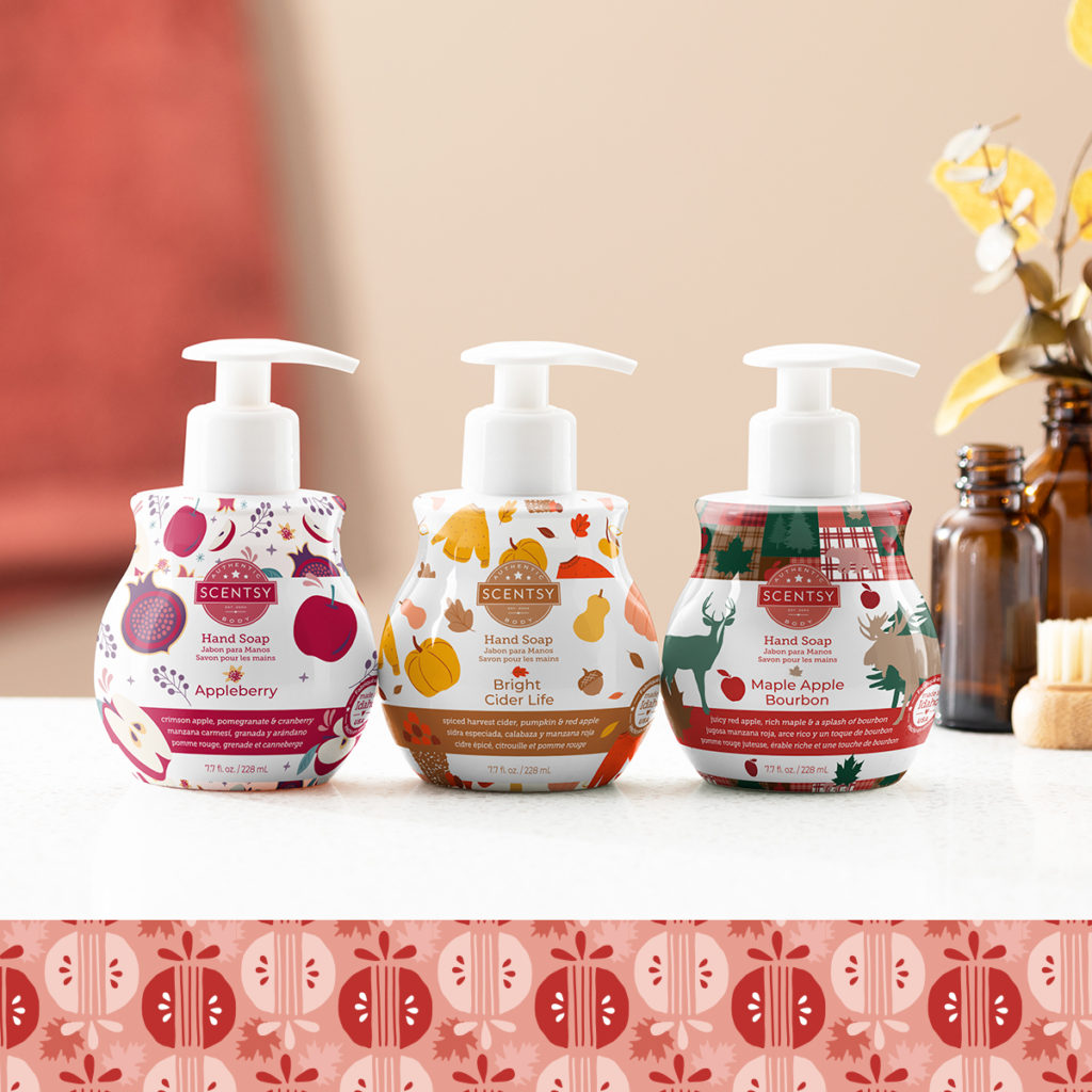 Harvest Hand Soap 3-Pack in popular seasonal fragrances- Appleberry, Bright Cider Life and Maple Apple Bourbon