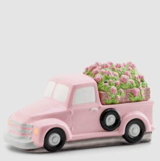 Retro Pink Truck with Flower Delivery Lid